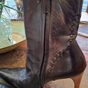 GUCCI Womens Black Leather HIGH HEEL BOOTS 6.5B